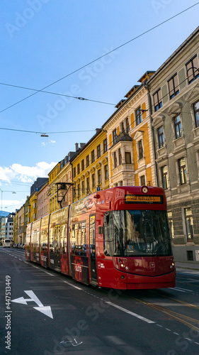 red tram of the Innsbruck, Austria