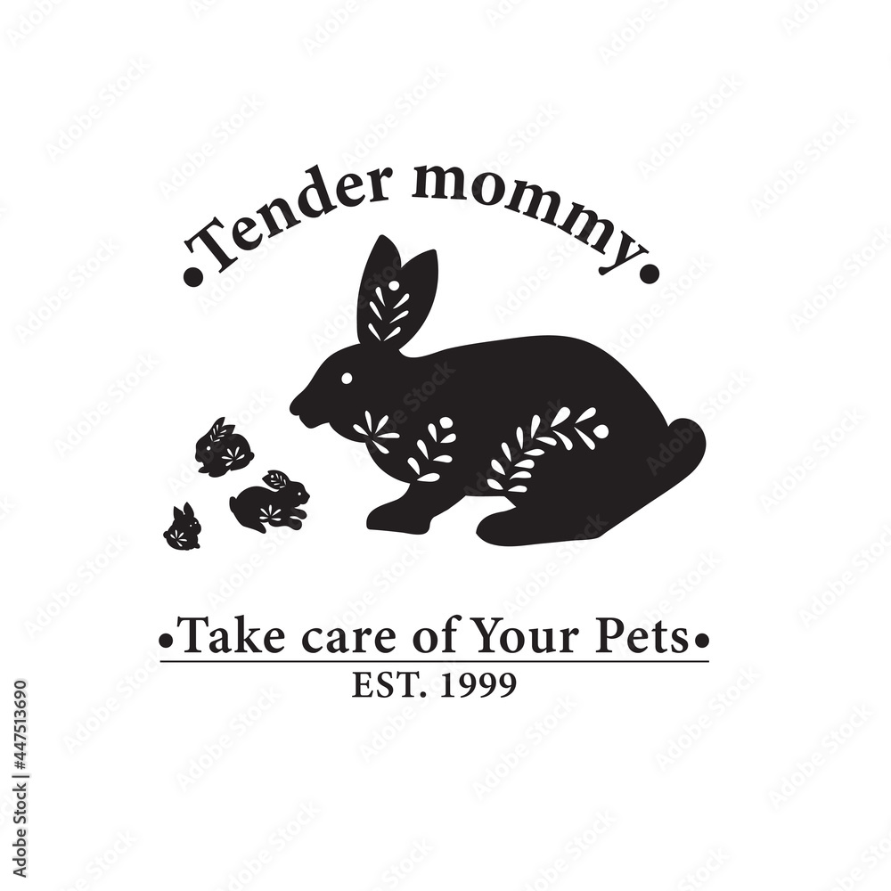 Fun Rabbits Animal. Premade Logo. Black and white colors. Isolated background. Hand-drawn Stamp silhouette. Wedding planner Lovely bunnies. Baby birthday brand, birth of twins. Vector Fun Rabbits Animal. Premade Logo. Black and white colors. Isolated background. Hand-drawn Stamp silhouette. Wedding planner Lovely bunnies. Baby birthday brand, birth of twins. Vector