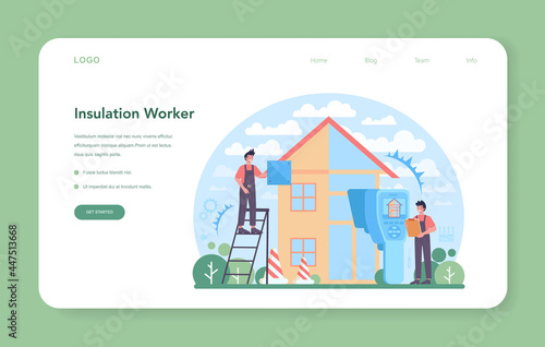 Insulation web banner or landing page. Thermal or acoustic insulation.