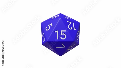 20-sided die counting down from 20 to 1, rotating, 60 fps, with alpha channel photo