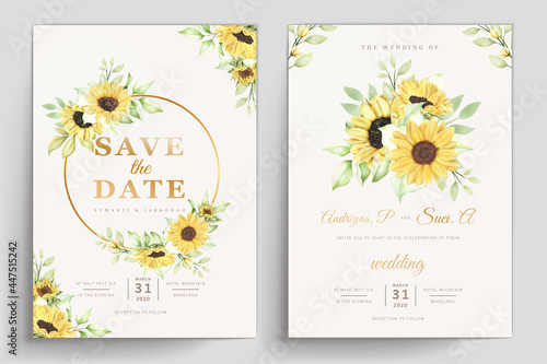 hand drawn watercolor sunflower card set