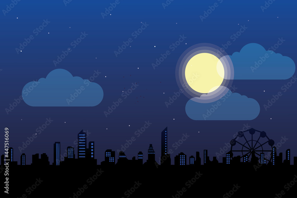 moon over city