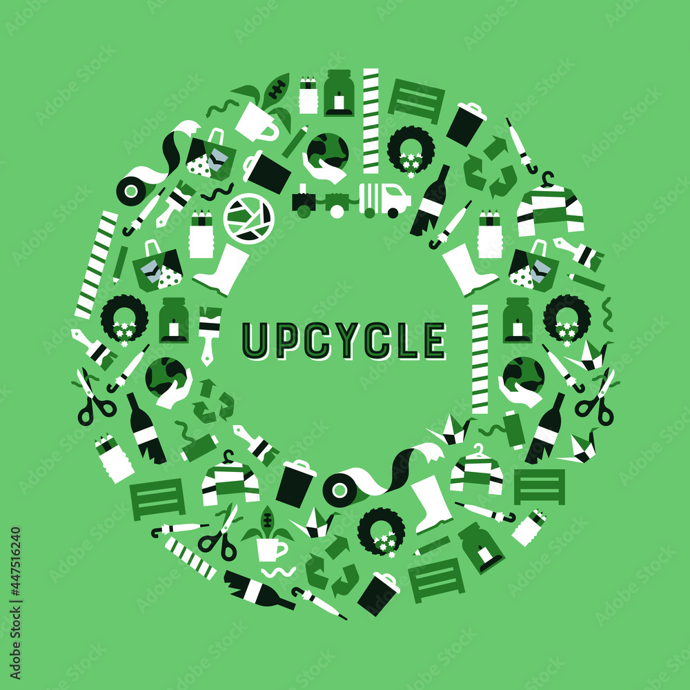 Upcycling green modern flat icon upcycle concept Upcycling green modern flat icon upcycle concept