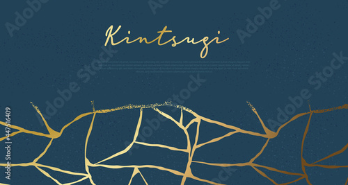Kintsugi texture gold web background template