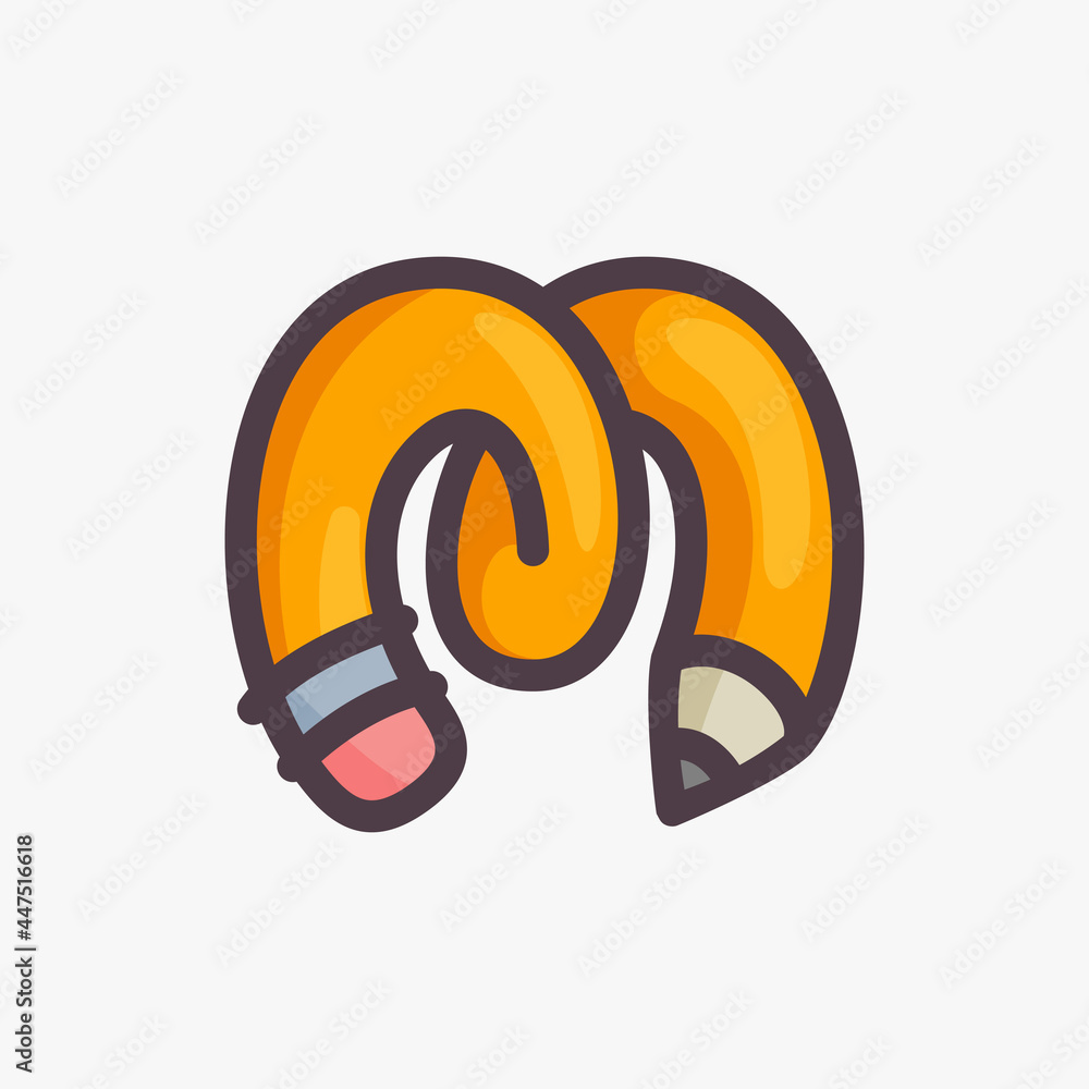 Fototapeta premium M letter logo made of a pencil.