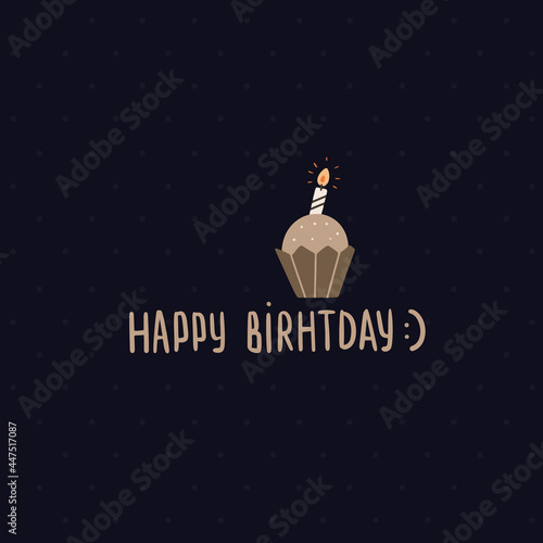Happy birthday cake vector flat illustration dessert