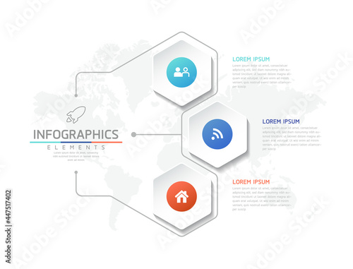 Vector illustration infographics design template, business information, presentation chart, with 3 options or steps. 
