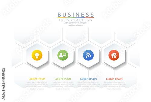 Vector illustration infographics design template, business information, presentation chart, with 4 options or steps. 