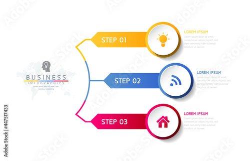 Vector illustration infographics design template, business information, presentation chart, with 3 options or steps.  © Rasarin
