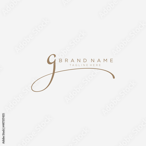 letter G gold handwritten logo vector design template.