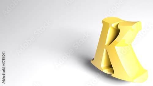 White background with K letter - 3D rendering illustration