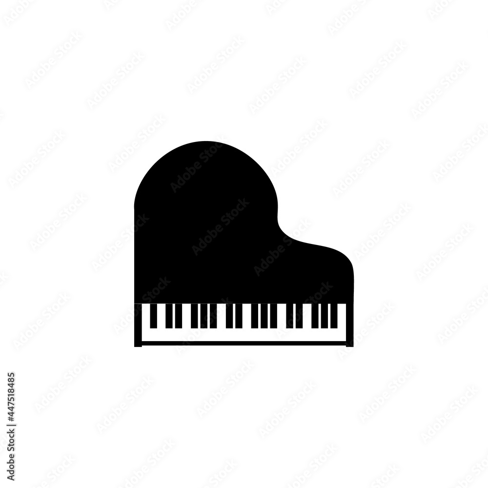 Grand piano instrument silhouette background cartoon icon top view. Vector piano keyboard Grand piano instrument silhouette background cartoon icon top view. Vector piano keyboard