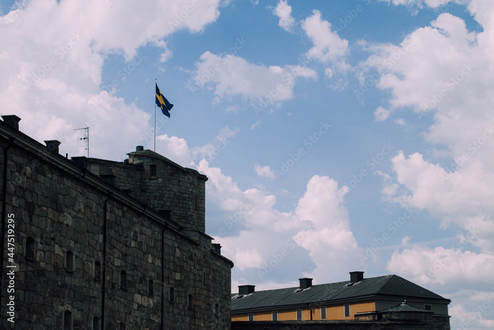 Swedish flag over fortress