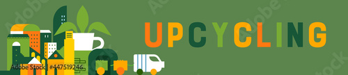 Upcycling green city nature care flat web banner