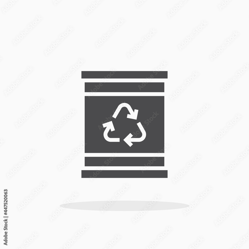 Barrel with recycle sign icon. Barrel with recycle sign icon.