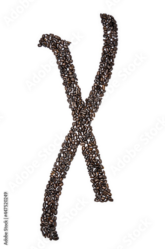 The Letter X made from Coffee Beans
