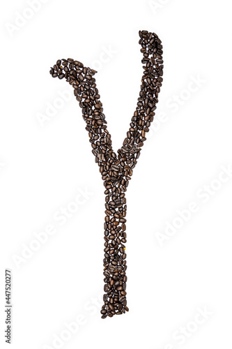 The Letter Y made from Coffee Beans