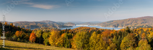 View from Werlas on the dam in Solina and Lake Soli  skie  Polanczyk  Solina 