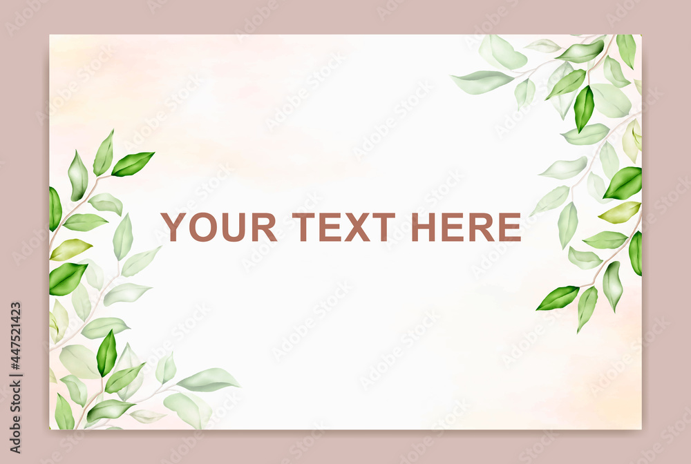 Summer banner with flower watercolor leaf