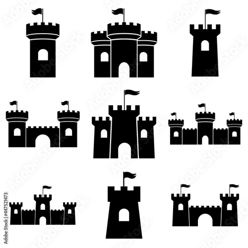 Castle  icon, Tower logo isolated on white background  
