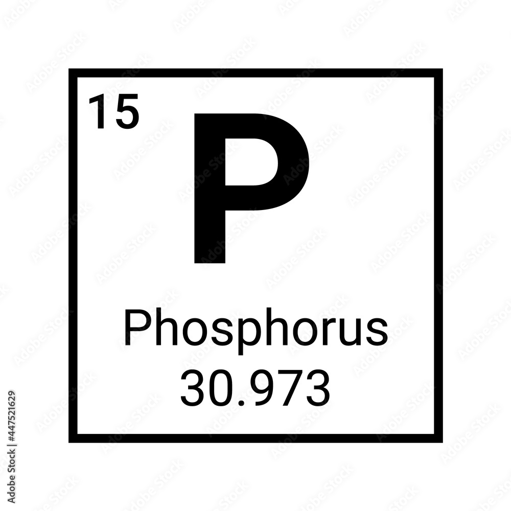 Phosphorus chemical element periodic table icon. Phosphorus atom symbol vector Phosphorus chemical element periodic table icon. Phosphorus atom symbol vector