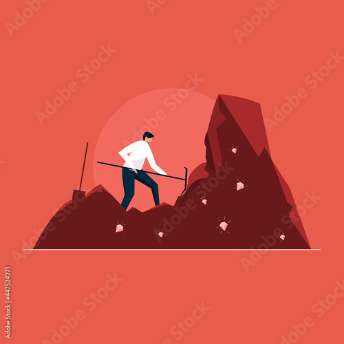businessman digging for diamond concept