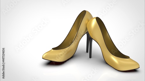 High heels shoes with black gold color combination