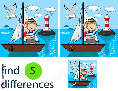  Children's game find the differences. In the sea