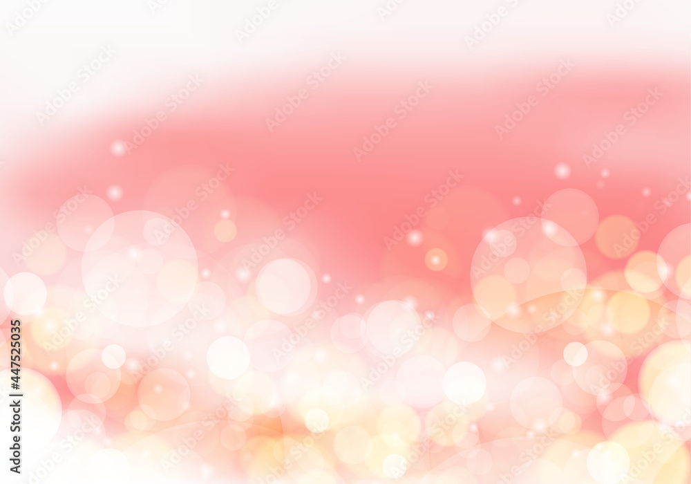 Abstract bokeh background with red pink gold color. Sunset bokeh Bbackground