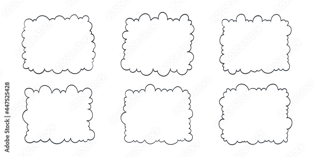 Frames in the form of clouds. Hand-drawn frames. Vector illustration Frames in the form of clouds. Hand-drawn frames. Vector illustration