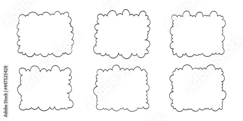 Frames in the form of clouds. Hand-drawn frames. Vector illustration