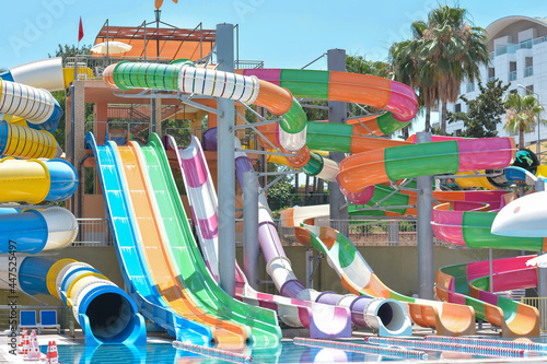 Aquapark , slides. Vacation, vacation concept