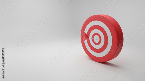 target goals success business strategy concept white background . 3D rendering