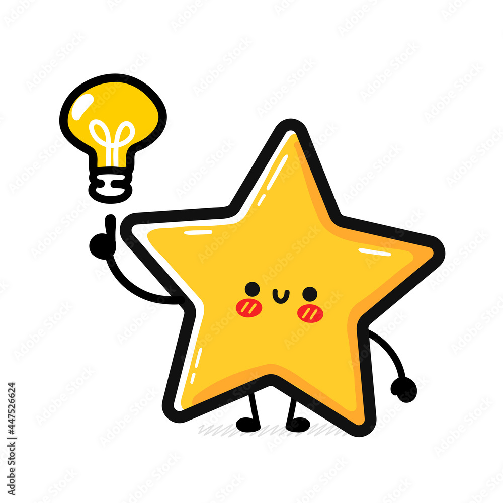 Cute funny happy star sign character. Vector hand drawn cartoon kawaii character illustration icon. Isolated on white background. Star rating symbol, review doodle character concept Cute funny happy star sign character. Vector hand drawn cartoon kawaii character illustration icon. Isolated on white background. Star rating symbol, review doodle character concept