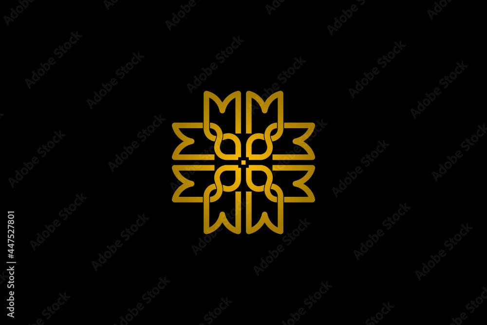 Elegant and luxurious vector logo element with gold initials ornament Elegant and luxurious vector logo element with gold initials ornament