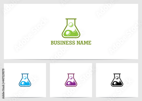 Flask With Golf Ball Bubble Inside Logo Design