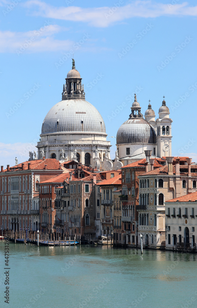 Big dome of the chruch of SALUTE  in Venice and Grand Canal
