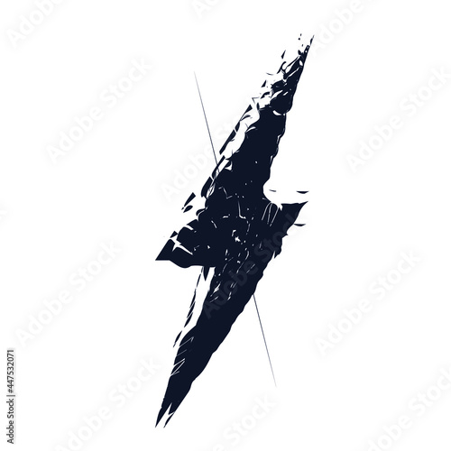 Lightning bolt logo icon sign Hand drawn grunge sketch Halloween web symbol emblem Gothic cyber cut ink style Modern abstract future tech design Fashion print clothes apparel greeting invitation card