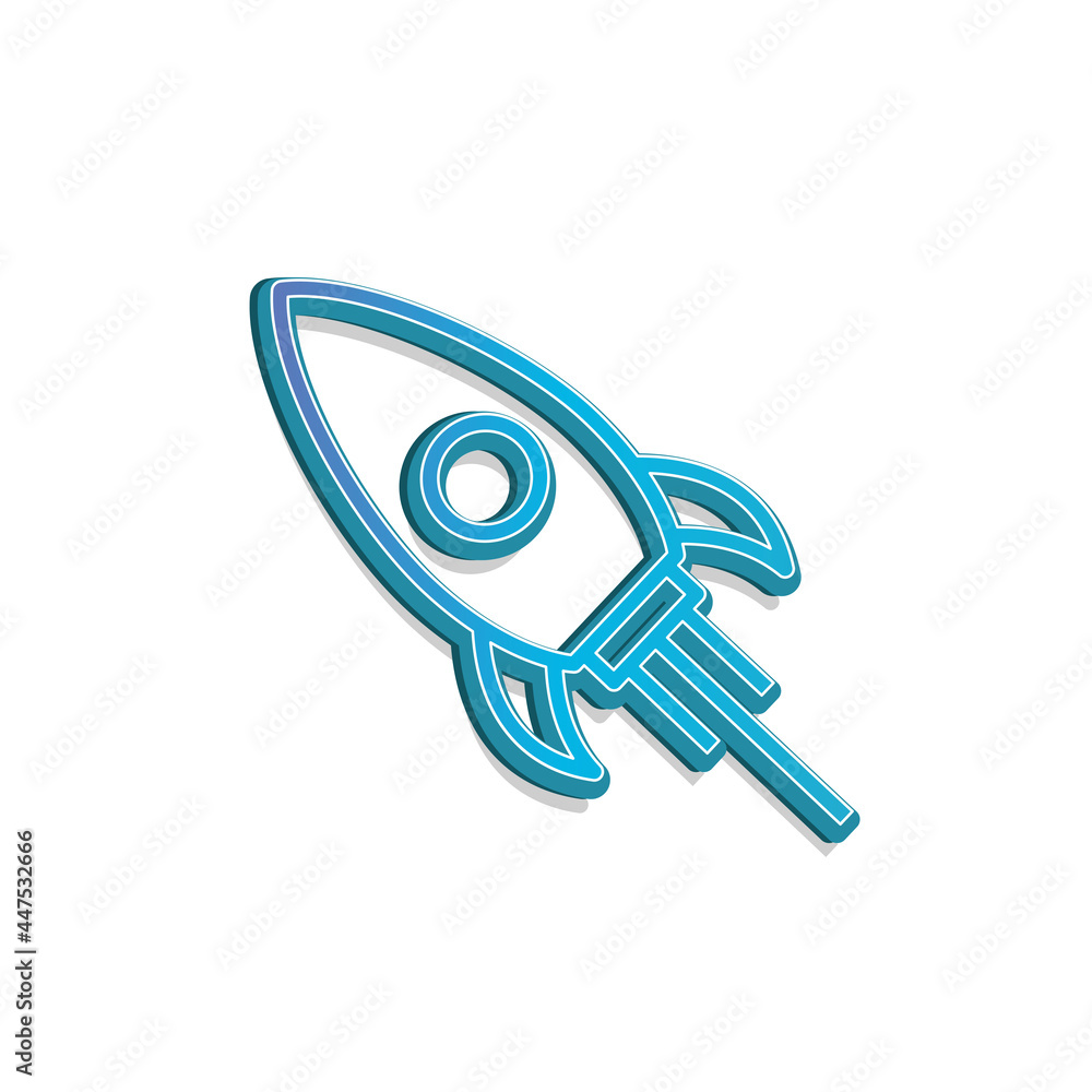 Linear rocket icon. Spaceship in outline style on white. Vector modern flat design element for mobile application and web design. eps 10 Linear rocket icon. Spaceship in outline style on white. Vector modern flat design element for mobile application and web design. eps 10