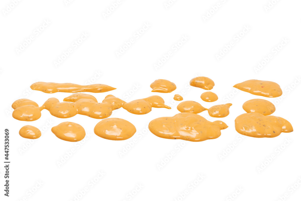 Whipped delicious sauce splashes isolated on a white background. Whipped delicious sauce splashes isolated on a white background.