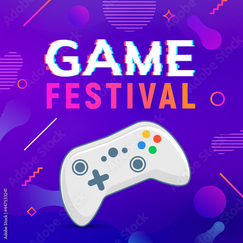 Video game logo poster, control joystick, Controller videogame ps4 design
