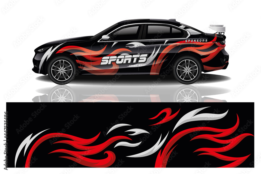 Car decal wrap design vector