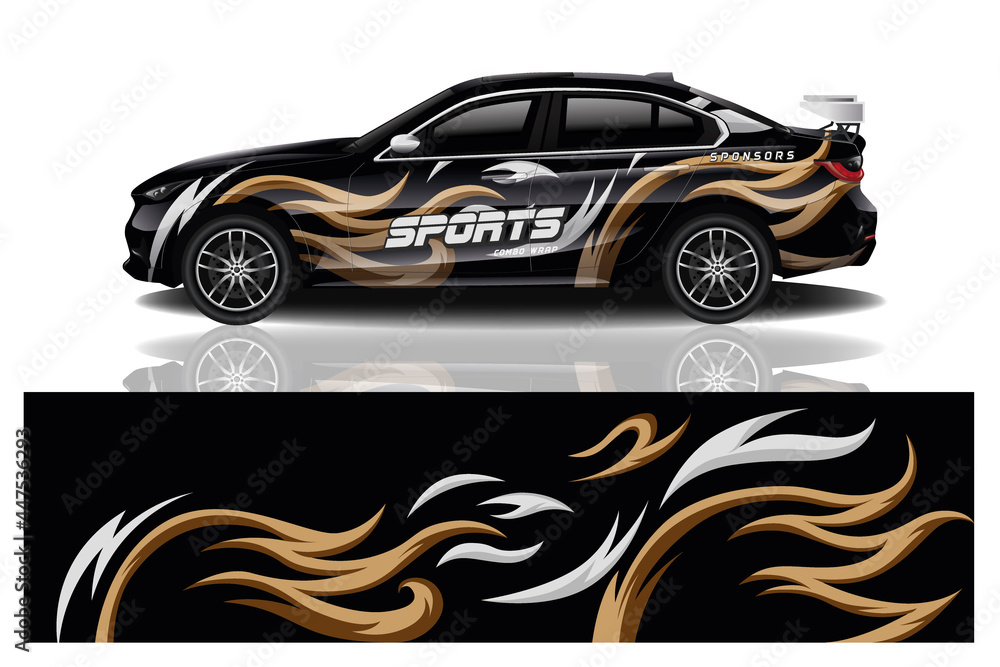 Fototapeta premium Car decal wrap design vector