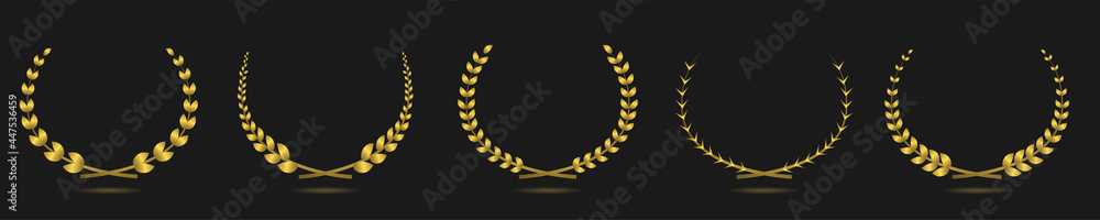 Obraz premium Golden laurel wreath label set Vector illustration