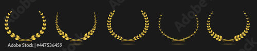 Golden laurel wreath label set Vector illustration