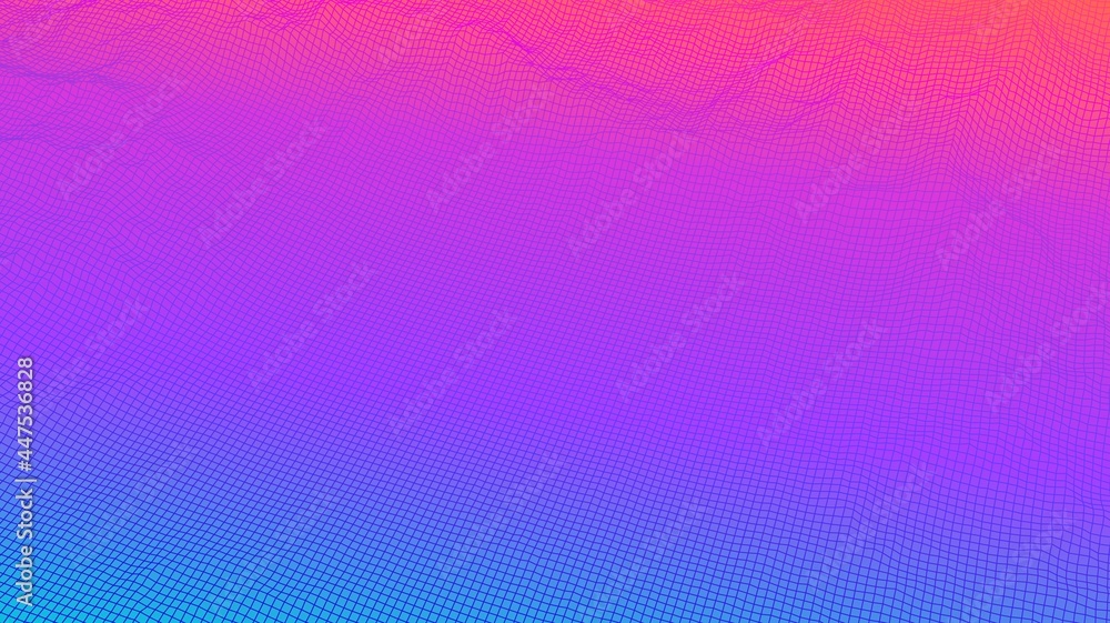 Digital landscape with mountains or clouds made of line grid Digital landscape with mountains or clouds made of line grid
