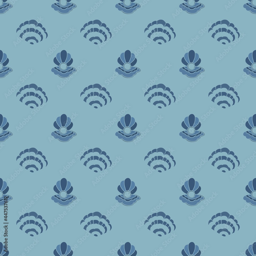 blue seashells seamless pattern blue seashells seamless pattern