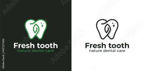 nature herbal fresh toot or dental with clean white teeth for toothpaste and dentist logo