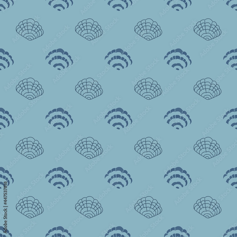 Blue seashells seamless pattern Blue seashells seamless pattern