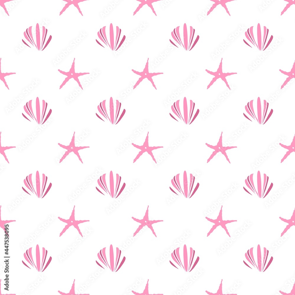 pink and white seashells seamless pattern pink and white seashells seamless pattern